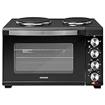 Daewoo Mini Countertop Electric Cooker, 42 Litre Oven And Grill With Hot Plates, 100-230° Adjustable Heat Settings, 90 Minute Timer And Indicator Light. Accessories Included