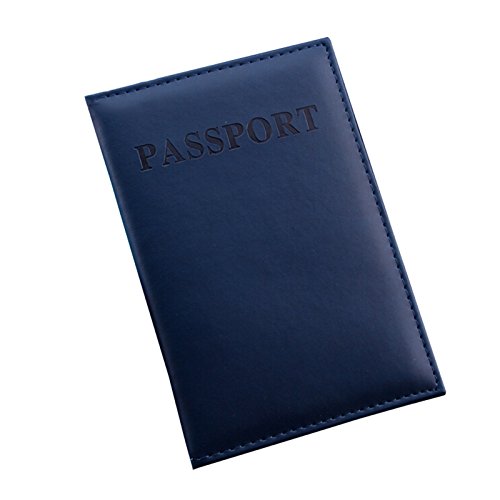 Fundas de pasaporte,AZX,Protector de Cartera tarjeta de identificación,ID con cuero del PU (Azul oscuro)