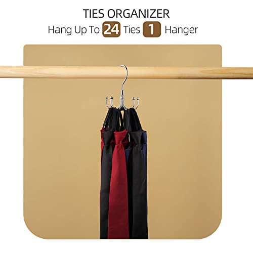 Zedodier Belt Hanger, Rotatable Belt Rack Closet Accessories Organizer, Maximum 24 Storage Capacity, Hanging Holder Storage Hook For Belt, Bra, Tank Top, Tie, Scarf, Purse, Silver #TOP3