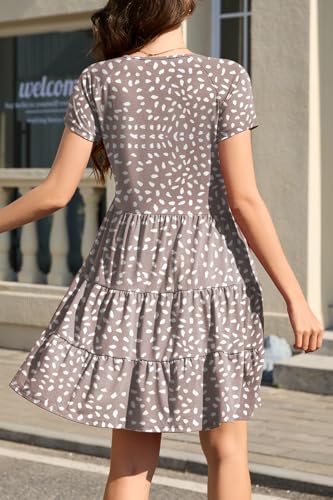 Image of nclook Womens Summer Casual Dress Sweet Cute V Neck Mini Dress with Pocket Short Sleeve