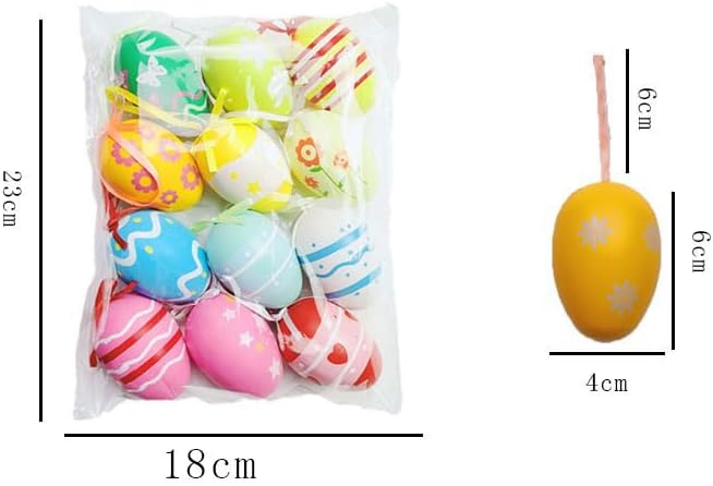 12Pcs Easter Hanging Eggs Colorful Plastic Easter Eggs Easter Hanging Ornaments Easter Decoration,Easter Egg Treefor Easter Decoration