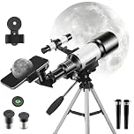 Telescope for Kids Adults Beginners, 150X Astronomical Refractor Telescope, 70mm Aperture Professional Astronomy HD Telescopes with Adjustable Tripod, Phone Adapter and Moon Filter for Stargazing Gift