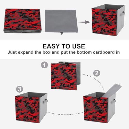 Boîte de rangement cube pliable rouge pour vêtement et drap de lit