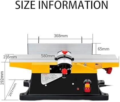 Electric Benchtop Planer Thicknesser - 6 Inch Woodworking Jointer with 12000 RPM for Precision Cutting