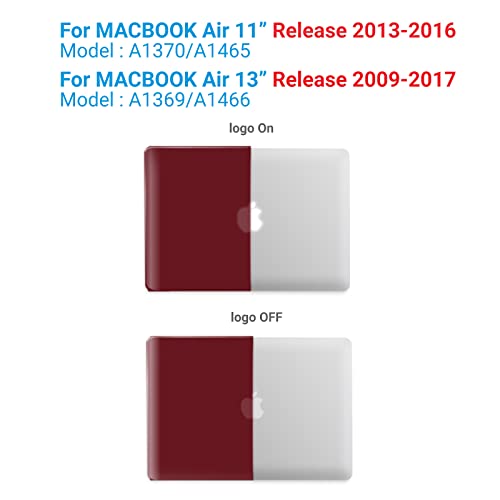 Ibenzer Compatible With Macbook Air 11 Inch Case Model A1370 A1465, Soft Touch Plastic Hard Shell Case Bundle With Keyboard Cover For Mac Air 11, Wine Red, A11Wr+1 #TOP2