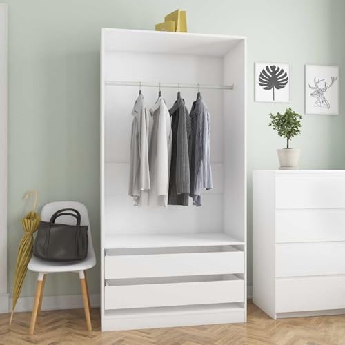 Tidyard Armario de Madera contrachapada Blanco 100x50x200 cm