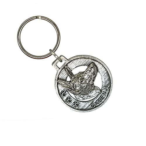 Basenji Keychain, Pewter, D018KC, 1 1/2, 100% Handmade in The USA, Barkless, Dog, Pet, Tag, Metal, Keychain, Key Chain, Key Ring, Key Fob, Gift, Over 90 Dog Keychains