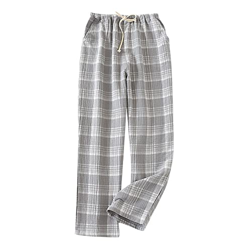 Men's Soft Lounge Plaid Pajama Bottoms Elastic Waistband Cotton Pajama Pants Bottom Pants With Pockets for Men