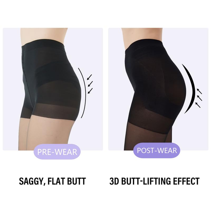 3 Pairs Semi Sheer Tights For Women,40D Silky Panty Hose Control Top Pantyhose With Support and Reinforced Toes3