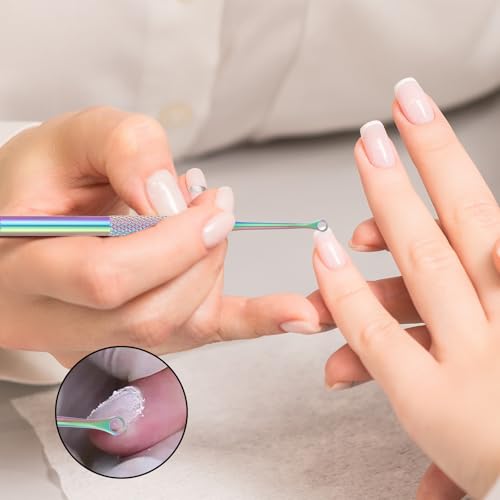 HJZHII 2 Stück Doppelendig Nagelhautschieber, Nagelhautentferner Schieber, Edelstahl Manikürestäbchen Cuticle Pusher mit 40pcs Schleifpapier, Nail Art Cuticle Remover Nagelpflegeset für Maniküre