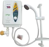 B.Algo Instant Shower Heater for home, Saloons & spa, Gym, Kitchen : 3 Kilowatts With temp control, hand shower & soap dish assembly , White