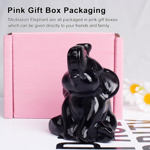 Figura Elefante de Cristal Obsidiana Tallado a Mano miniatura 4