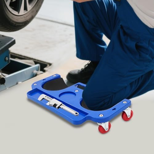 Movable Knee Dolly with Tool Tray – Rolling Knee Pad for Auto Repair & Gardening, Ergonomic Knee Cart for Comfort & Efficiency, Adjustable Height, Durable Design