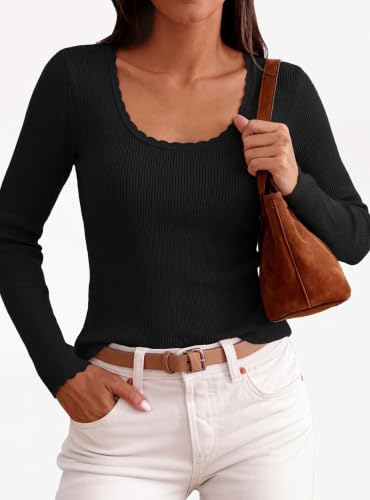 PRETTYGARDEN Women's Fall Lightweight Ribbed Knit Sweaters (Black,XXL) — view 3