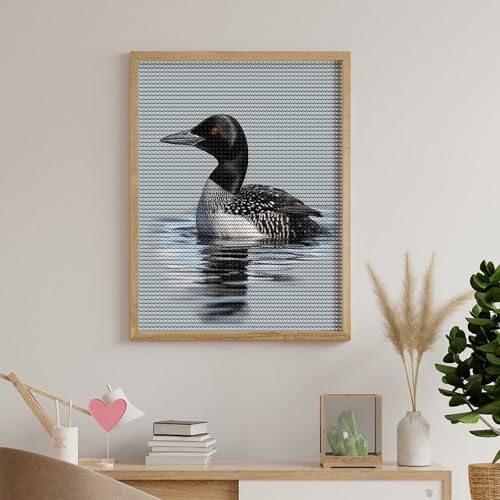 Pintura de puntos de diamante Loon Nature Bird para decorar el salón de casa con arte DIY 5