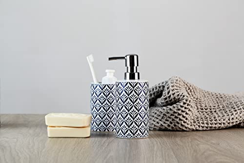 WENKO Seifenspender Lorca Keramik - Flüssigseifen-Spender, Spülmittel-Spender Fassungsvermögen: 0.36 l, Keramik, 8.5 x 18 x 7 cm, Blau, Dunkelblau, 18 x 7 x 8.5 cm 5