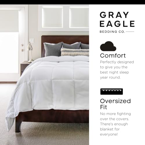 Image of Gray Eagle Oversized King Comforter - Lightweight Down Alternative Duvet Insert, Spring Summer Bedding for Hot Sleepers, 120x120, Soft Breathable Fluffy Comforter King Size with Corner Tabs, White