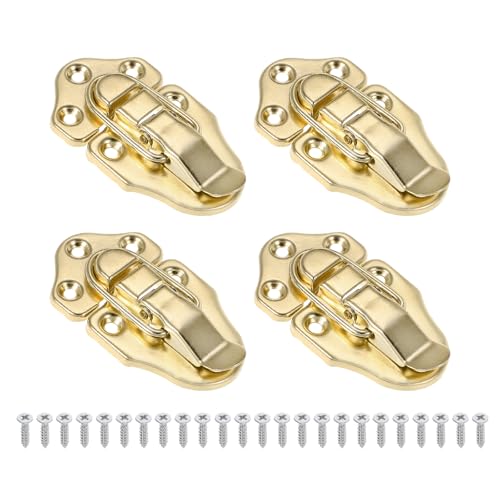 PATIKIL Cierre de Palanca de Estilo Retro con Pico de Pato 4 Piezas Cierres Pequeños de Metal Vintage con Tornillo de Montaje para Joyeros Cajas de Madera Cajas de Manualidades Dorado