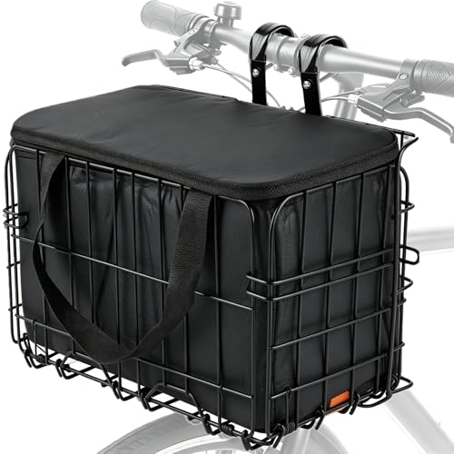 Panier de vélo avant et arrière pliable avec sac intérieur en polyuréthane - Poche intérieure amovible - Unisexe - Panier de vélo pour vélo électrique, VTT,...