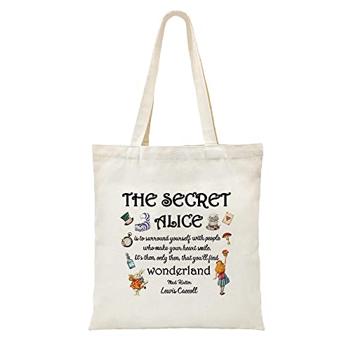 ZHANTUONE Canvas Tote Bag，The Best Friendship Gift for Friends, Vintage. Wonderland Theme Tote Ba，Motivational Quote，Gifts for Women Sister Friend, White