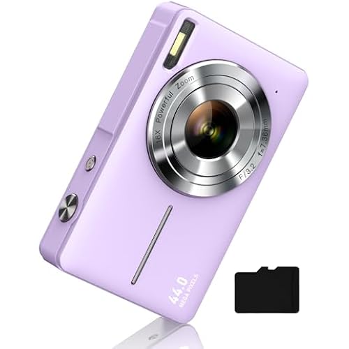 Digital Camera 1080P with 32G Card 16X Zoom 3" Screen Easy for Kid, Purple