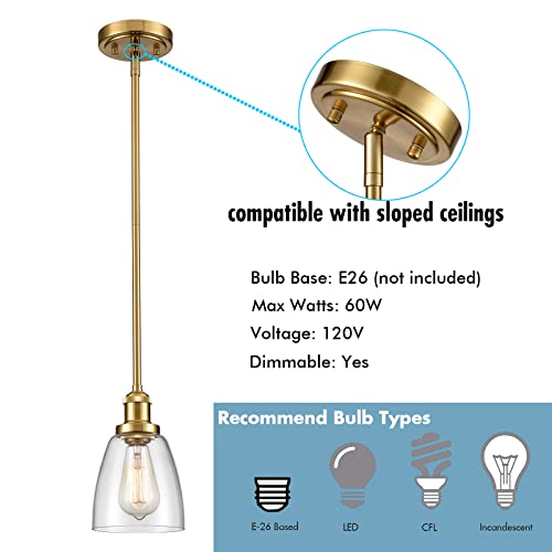 Claxy Gold Pendant Light Mini Glass Kitchen Hanging Pendant Lighting Rod-Hung Light Fixture #TOP5