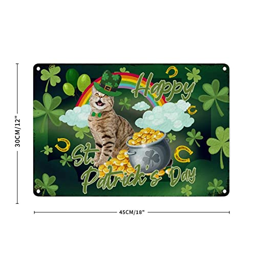 Plaque en métal Saint-Patrick déco chat pour intérieur festif