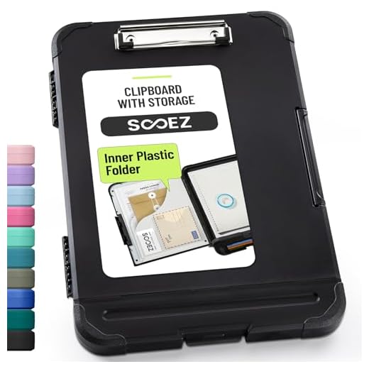 Sooez Reinforced Clipboard with Storage, Inner Plastic Folder Attached, Heavy Duty Plastic Clip Boards 8.5x11 with Pen Holder, High Capacity Nursing Clipboard for Teacher Office Home, Letter / A4 Size