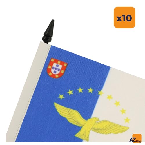 Drapeau de table Açores en polyester petit format 15x10 cm lot de 10 pièces - 7