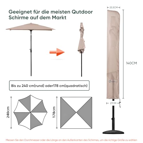 Sekey Sonnenschirm Schutzhülle für Ø 200 cm / 200cm × 150 cm Sonnenschirm, Abdeckhauben für Sonnenschirme, 100% Polyester, Wasserdicht & UV-Beständig