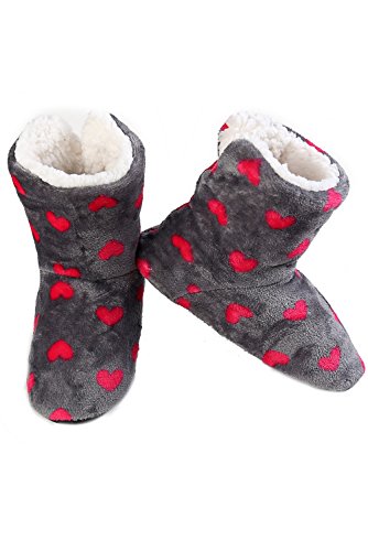 ICONOFLASH Women's Printed Bootie Slipper with Faux Shearling Lining