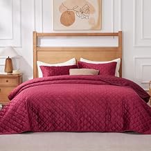 ALPHA HOME Velvet Quilt Set King Size Bedspread Coverlet Set, Elegant and Stylish 3D Air Layer Velvet Coverlet Set, Lightweight All Season Bedding Set1 Coverlet, 2 Pillow Shams