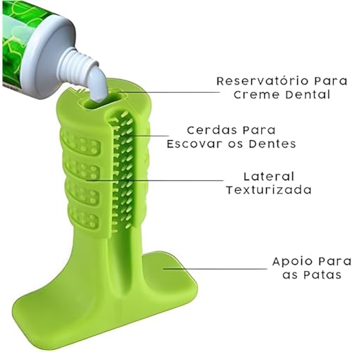Kit Escova E Pasta De Dente Para Cachorro Mordedor E Creme Dental 60g Massageador Gengiva Pet Evita