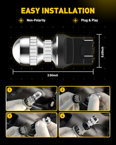 Image of AUXITO 7440 7443 LED Strobe Brake Lights Bulbs, Red Flashing Stop Light, Super Bright T20 W21W 7441 7444 7443R Flashing Strobe Blinking LED Tail Light Bulbs, Pack of 2