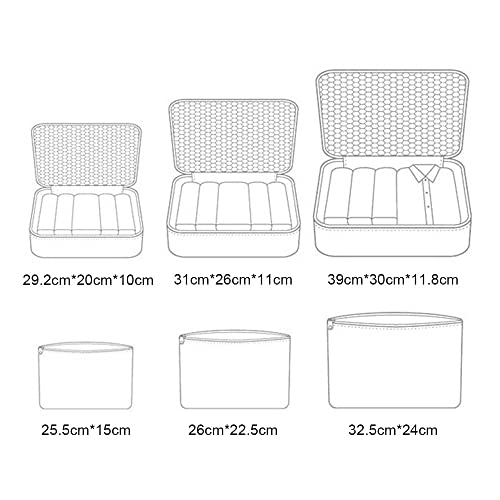 Image of Rojeam 6 Set Packing Cubes Multi-Functional Travel Storage Bags Clothing Sorting Packages