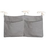 zonBroth Dormitory Bed-Bunk Organizing Bag Nappy-bags Organizer Bedside Hanging Bags Milk Bottle Bib-Storage Bag Crib Organizer Bag Baby Nappy-Bag cotton (Light grey)