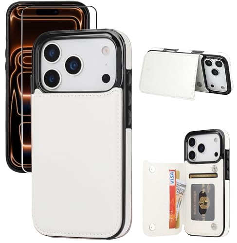 Étui portefeuille iPhone 17 Pro en similicuir PU blanc de haute qualité