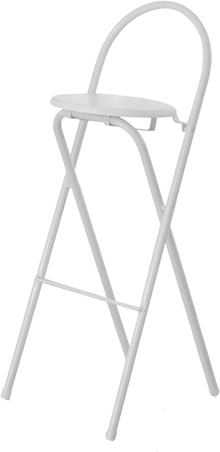 Folding Bar Stool with Back Support and Footrest Portable 30 Inch Tall Breakfast Stool for Adults Assembly Free Counter Seat Foldable Bistro Chairs for Home (White)