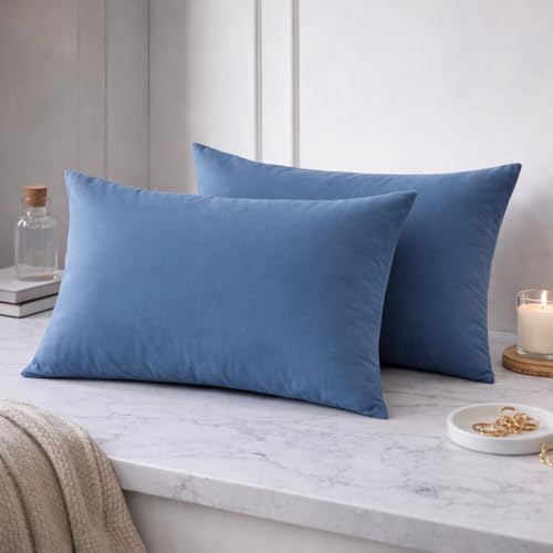 Image of 400TC Cotton Feel Glace Cotton Double Bed Elastic Fitted Bedsheet King Size Set || Includes 1 Solid Plain Fitted Bedsheet King Size with 2 Pillow Covers (78 x 72 Inches, Mist Blue)