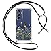 Yoedge Handyband Handyhülle für Samung Galaxy S25 FE 5G 6,7" Hülle mit Band, Durchsichtig Muster Blumen Case mit Kordel zum Umhängen Silikon TPU + PC Stoßfest Schutzhülle Cover für Samung S25 FE, 02