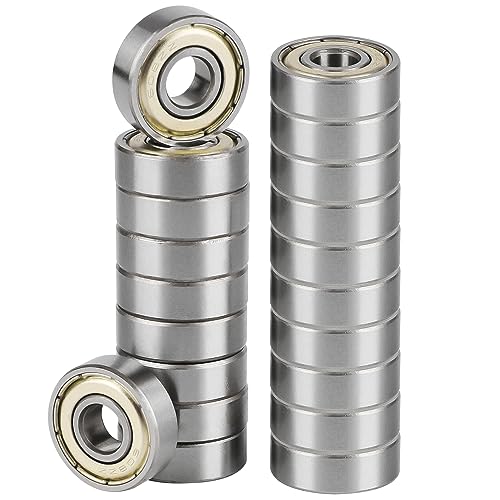 Niooliuk Pack of 20 608 ZZ Skateboard Bearings, Double Shielded,8x22x7 Miniature Ball Bearings