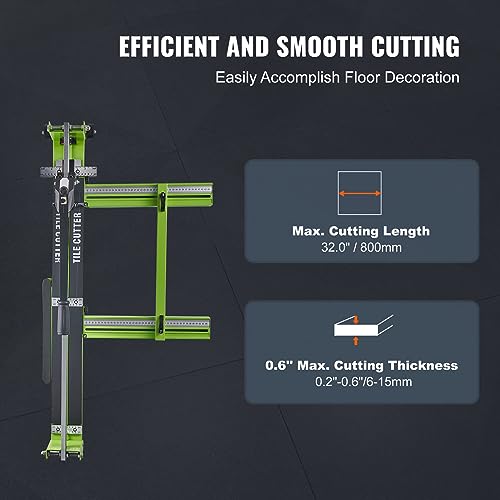 Image of Tile Cutter 32 Inch Manual Tile Cutter 1.4 Inch Tile Cutting Machine Ceramic Porcelain Tile Cutter w /Laser Guide All-Steel Frame and Bonus Spare Cutter Wheels Tile Cutter Hand Tool