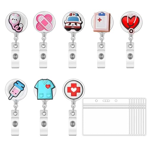 DERJDISF Enfermera Saturada y Accesorios Médicos – Conjunto de Lanyards Médicos y Llaveros Retráctiles, Óptimas Presentes para Médicos y Enfermeras, Salvabolsillos y Abre Cinturones