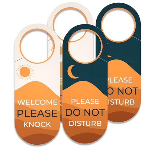 Please Do Not Disturb Door Hanger Sign/Welcome Please Knock - 2 Pack - Universal Fit - 9 x 11.9 cm - Perfect hanging signs for Bedroom, Hotel, or Home Office to Ensure Privacy and People Do Not Enter