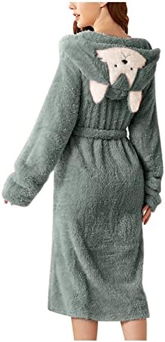 IQYU Badjas voor dames, wafelpiqué, extra lang, oversized, pluizige ochtendjas, huisjas, fleece, behaaglijk, badjas, pluche, met riem, pyjama, stof, warm, loungewear, zacht, nachthemd, nachthemd