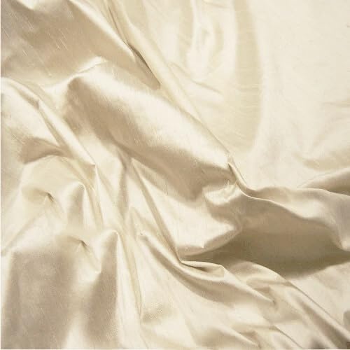 Silk Dupion Fabric, 100% Silk Yarn, 112cm Wide, Luxurious Slub Texture, for Fashion and Soft Furnishings, Multiple Colours (Cream (61), Sample (15 cm x 15cm))