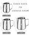 HOWFIELD 12oz Milk Frothing Pitcher, Stainless Steel with Latte Art Spout & Measurement Markings for Home Baristas, Silver