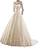 Produktbild Brautkleid Damen Hochzeitskleider Lang Prinzessin Spitzenkleid Langarm A-Linie Elfenbein EUR48