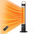 Outdoor Heater for Patio, 1500W Infrared Electric Heaters Indoor w/Remote, 60° Oscillation, 9H Timer, 9 Heat Level, Tip-Over/Overheating Protection, Safety Lock, for Garage, Porch, Gazebo,Black