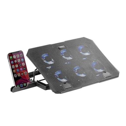 Mars Gaming MNBC23, Base Refrigeradora y Stand 16”, 6 x Ventiladores Controlables con LED Azul, Stand 6 Posiciones, Soporte Smartphone, 2 USB 2.0, Negro | Ya disponible en tu tienda friki favorita! En mundofriki.es!